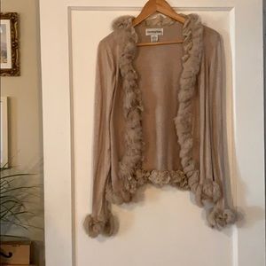 Lined rabbit Fur & laced Bloomingdales sweater